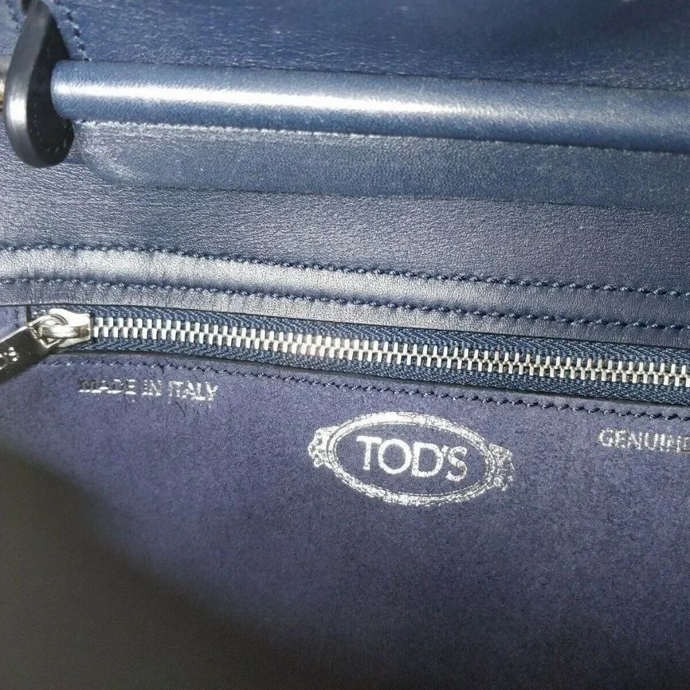 Tod's Micro Wave Colorblock Navy Pink Preowned - Picture 6 of 8